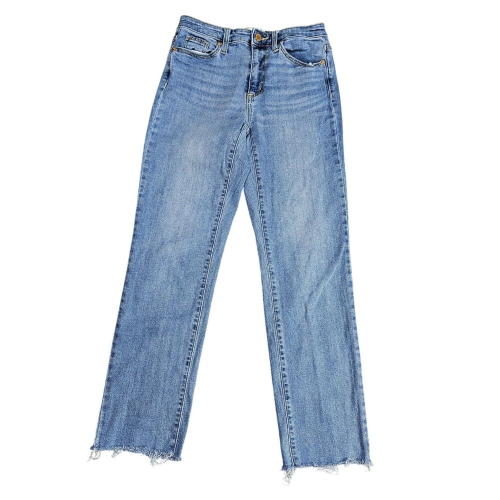 Universal Thread High Rise Slim Straight Jeans Womens 2/26R Blue Raw Hem Stretch